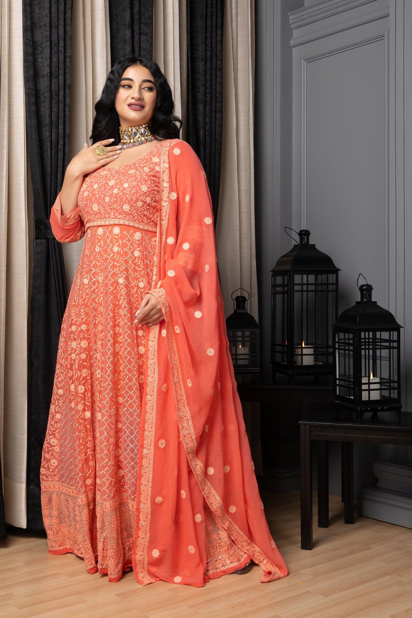 Women Plus Size Madhur Mishri Lucknowi Dress
