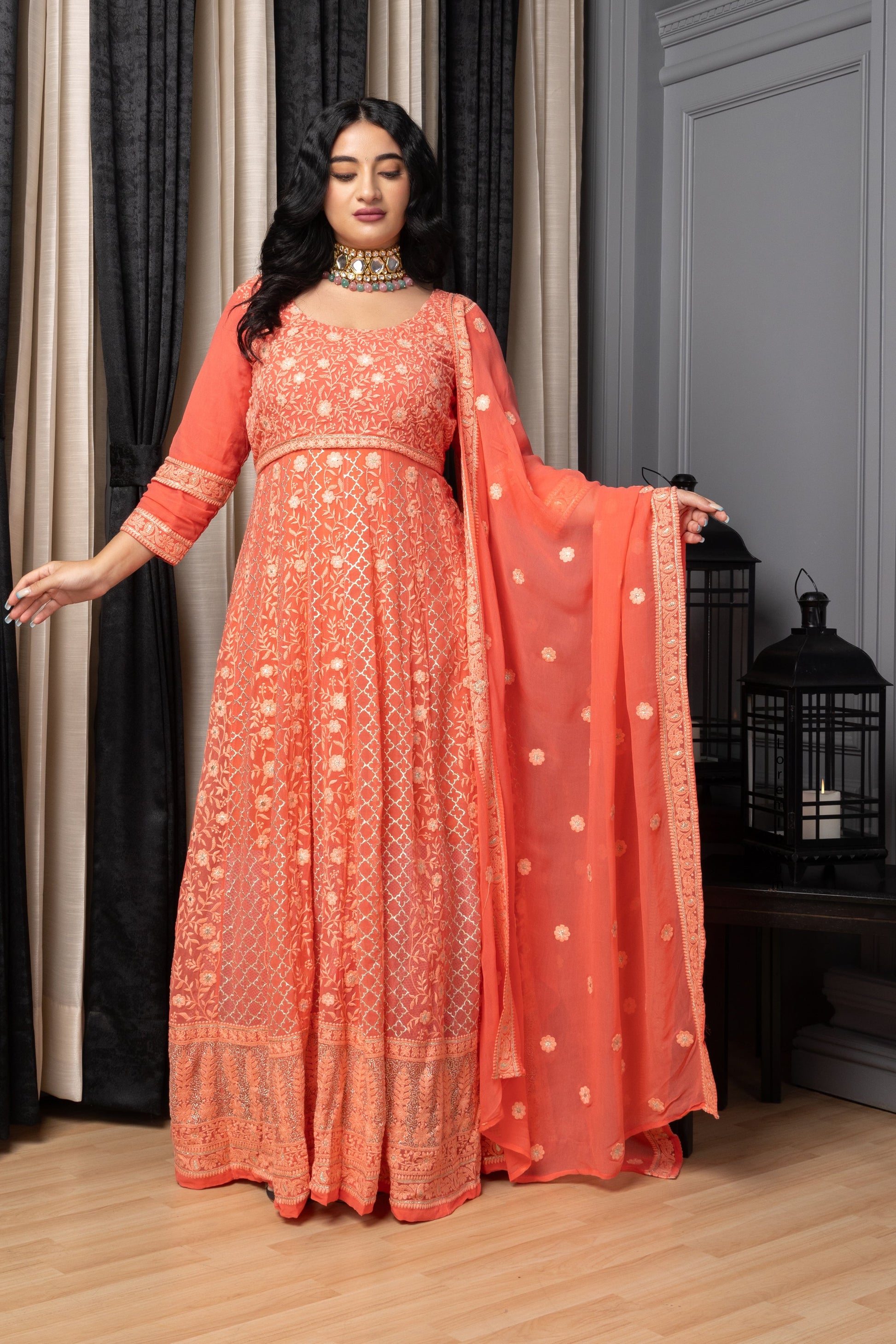 Women Plus Size Madhur Mishri Lucknowi Dress