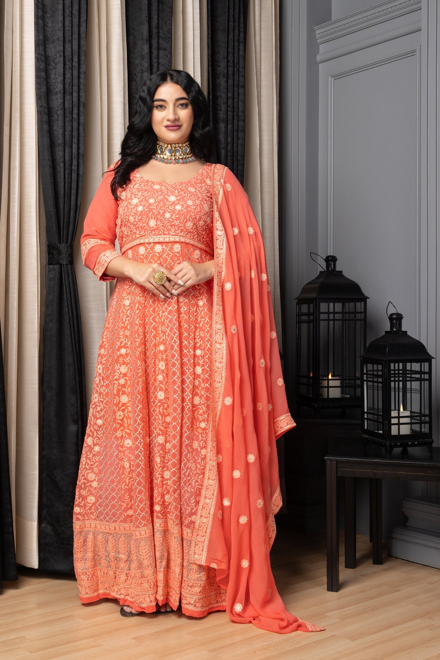 Women Plus Size Madhur Mishri Lucknowi Dress