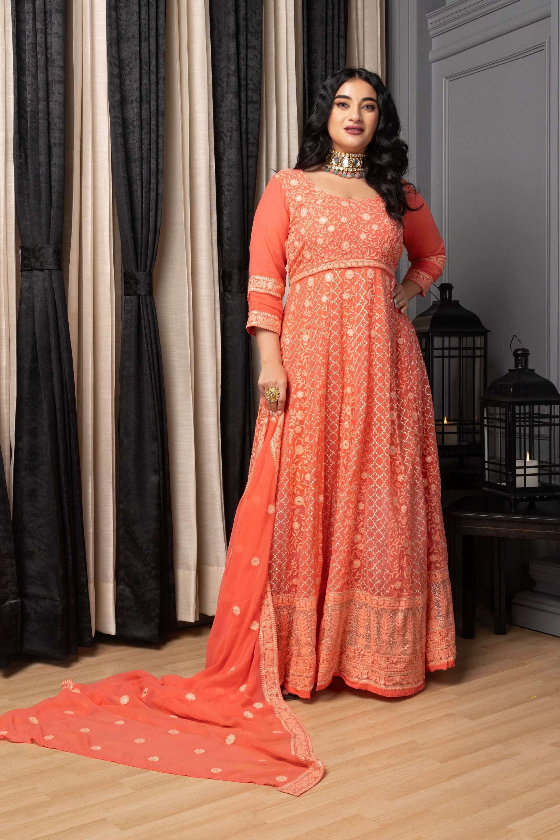 Women Plus Size Madhur Mishri Lucknowi Dress