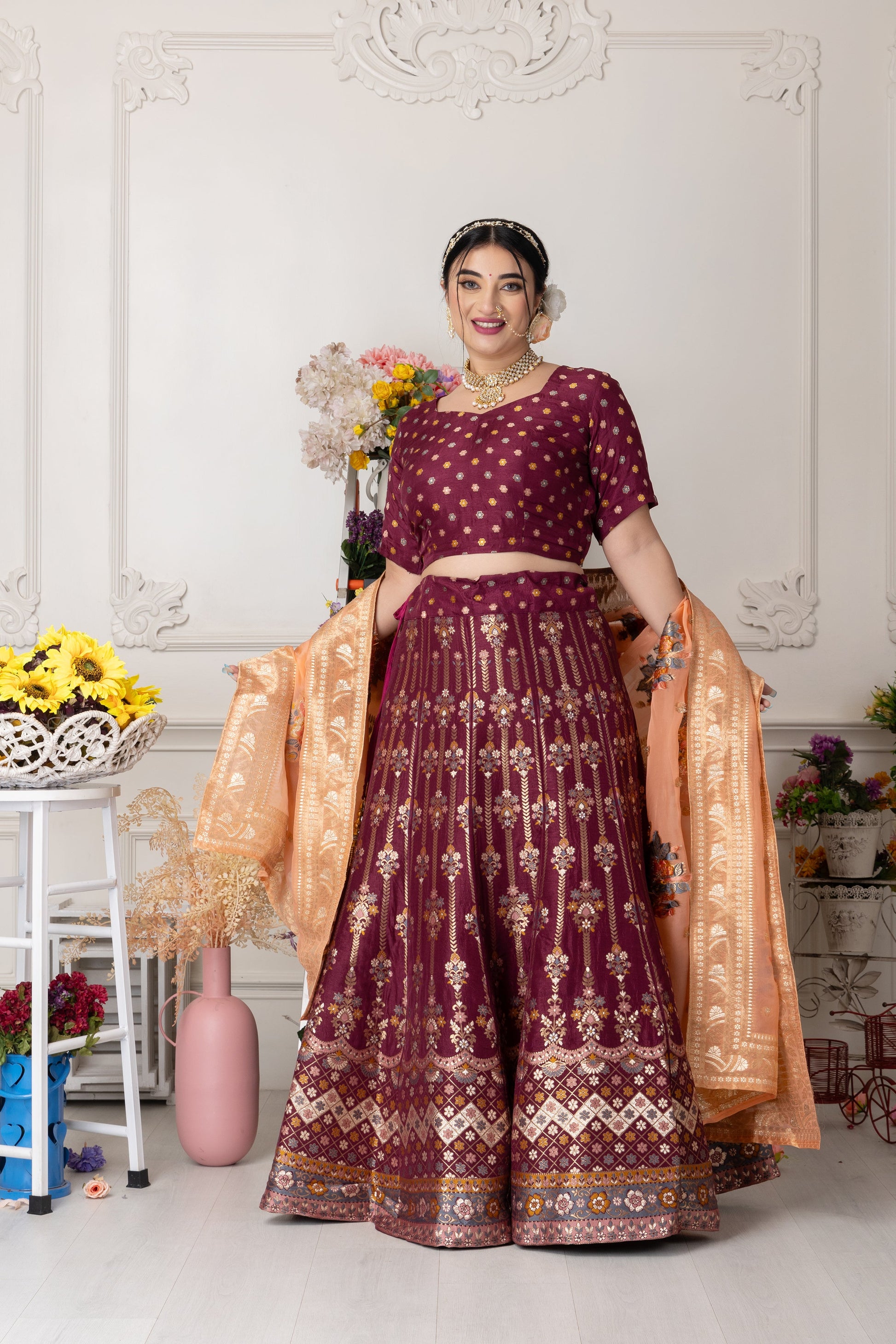 Women Plus Size Suramya Utsav Banarasi Silk Lehenga
