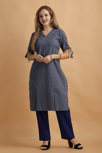 Women Plus Size Navy Blue palazzo pants with kurti | Vilasata